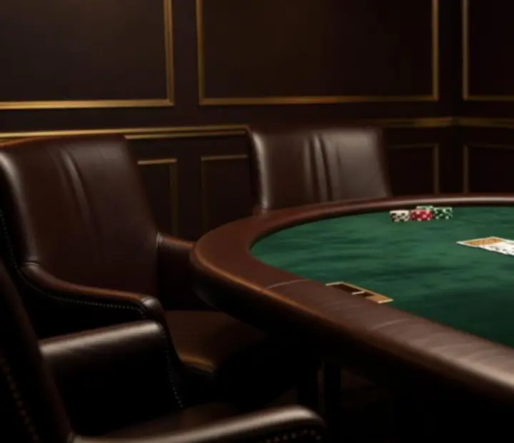 Sötét eszpresszó tónusú card room réz részletekkel